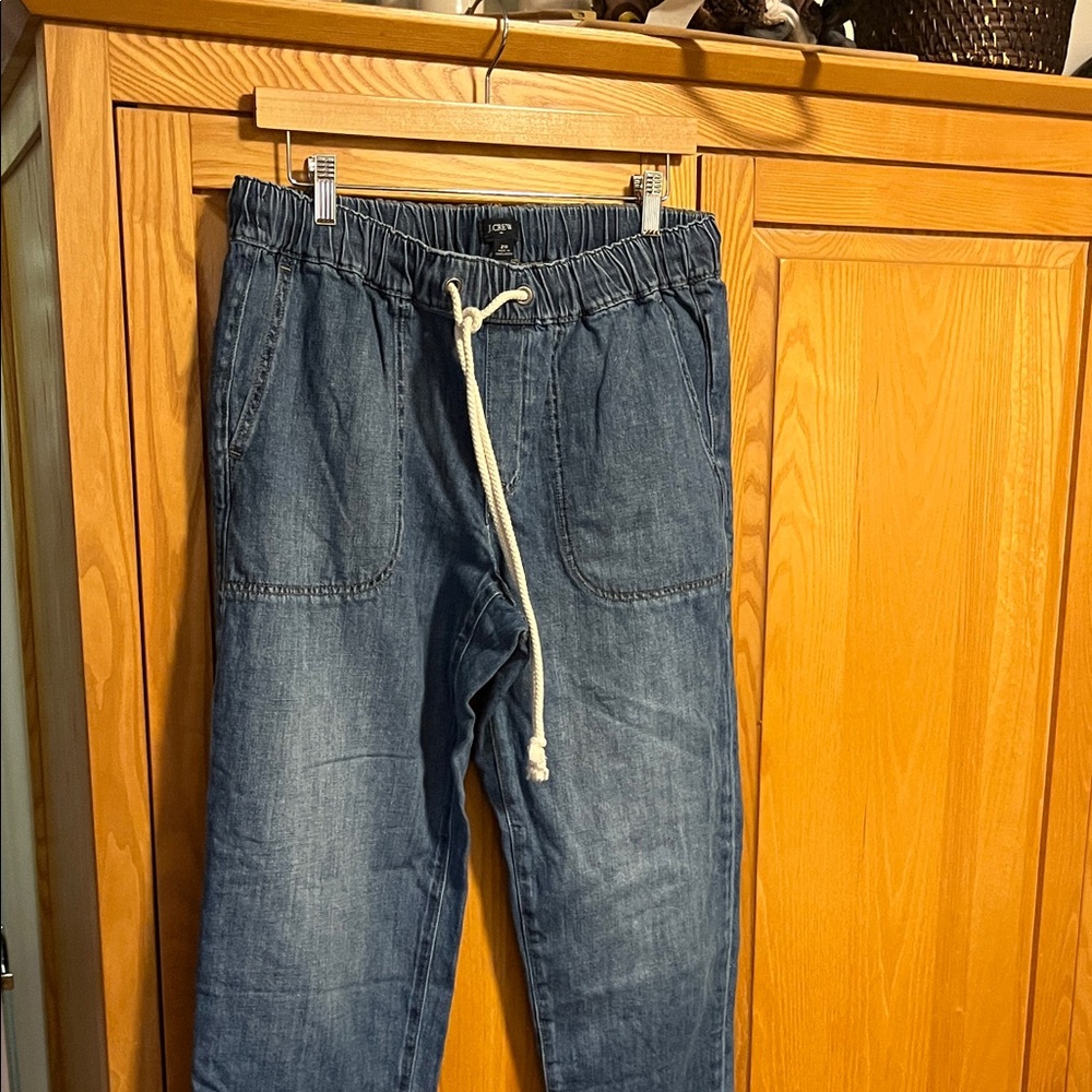 J. Crew women’s  Washed Blue Drawstring Denim Joggers